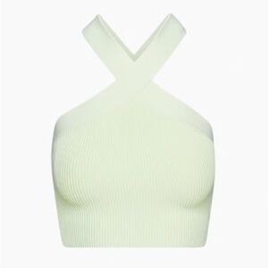 Aritzia Babaton Sculpt Knit Criss Cross Cropped Tank in Soft Mint